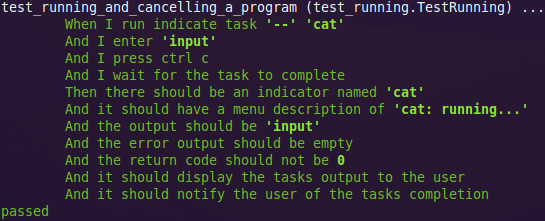 terminal output